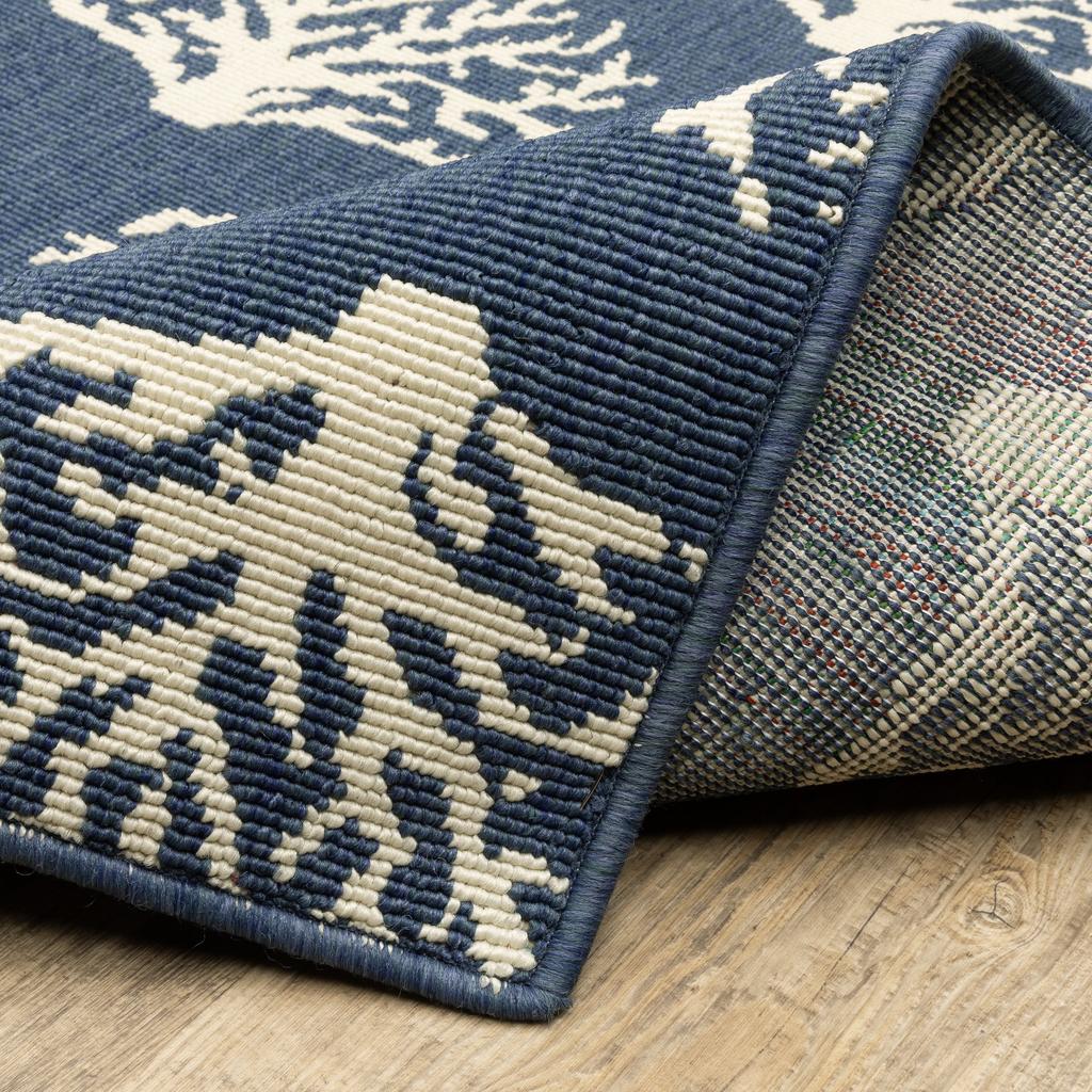 Oriental Weavers Meridian 7420A Navy Rectangle Indoor/Outdoor Runner Novelty Pattern-