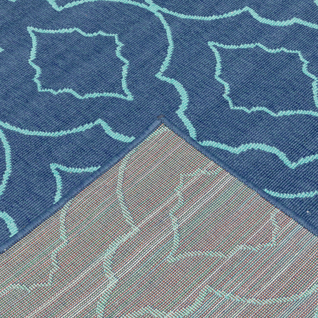 Oriental Weavers Meridian 7541B Navy/Blue Rectangle Indoor / Outdoor Runner - Trendy Stain Resistant Machine Made Entryway &amp; Hallway Runner with Trellis Pattern