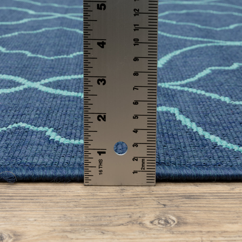 Oriental Weavers Meridian 7541B Navy/Blue Rectangle Indoor / Outdoor Area Rug - Trendy Stain Resistant Machine Made Patio Rug with Trellis Pattern