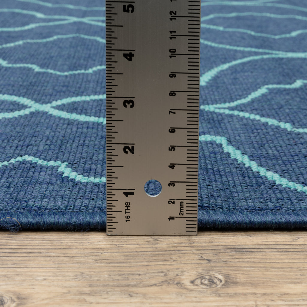 Oriental Weavers Meridian 7541B Navy/Blue Round Indoor / Outdoor Area Rug - Trendy Stain Resistant Machine Made Rug for Dining &amp; Living Spaces
