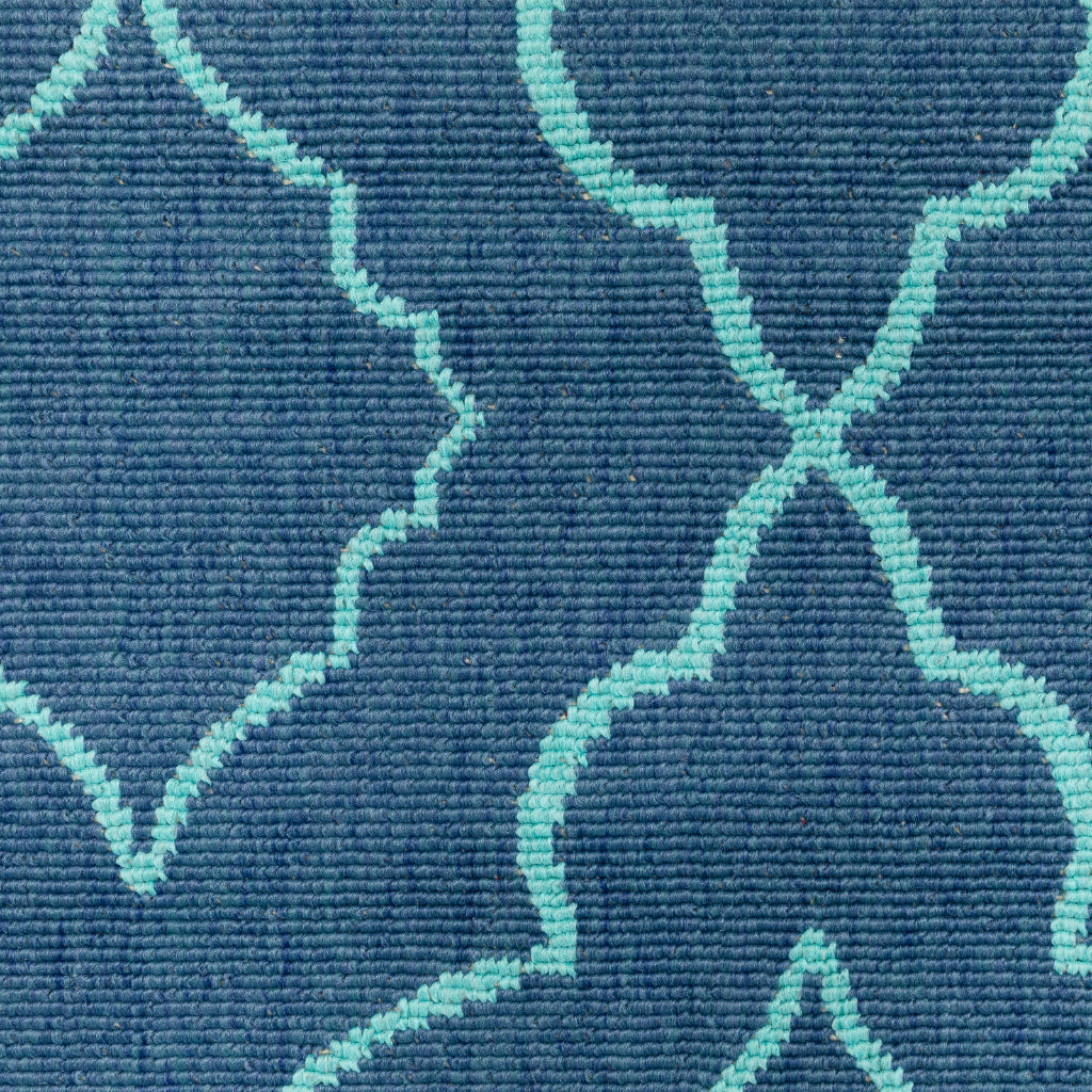 Oriental Weavers Meridian 7541B Navy/Blue Round Indoor / Outdoor Area Rug - Trendy Stain Resistant Machine Made Rug for Dining &amp; Living Spaces