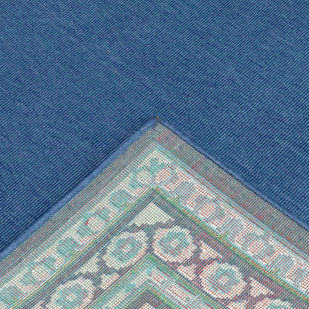 Oriental Weavers Meridian 9650B Navy/Green Rectangle Indoor / Outdoor Area Rug - Trendy Stain Resistant Machine Made Patio Rug with Border Pattern