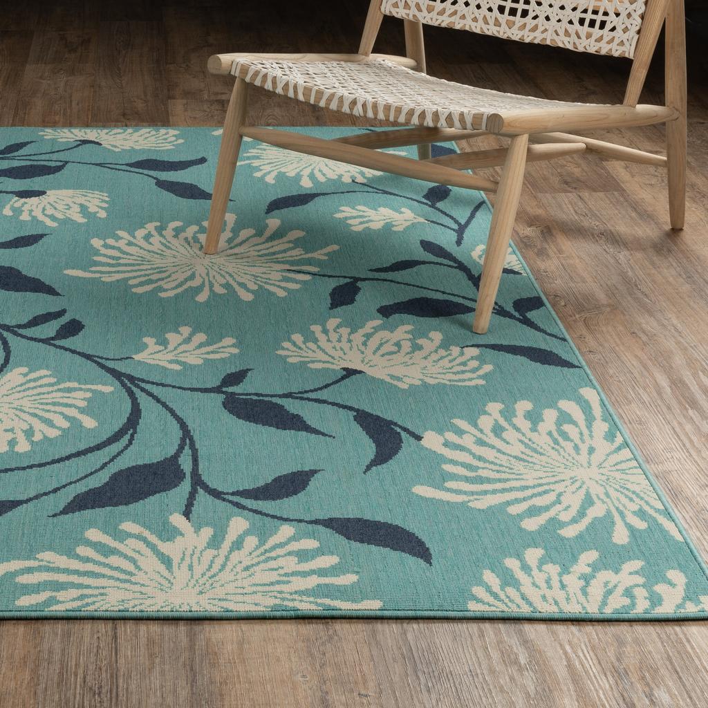 Oriental Weavers Meridian 9929S Blue Rectangle Indoor/Outdoor Area Rug Floral Pattern-