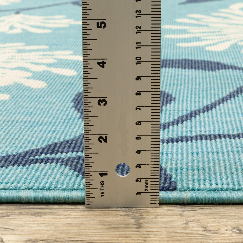 Oriental Weavers Meridian 9929S Blue Rectangle Indoor/Outdoor Runner Floral Pattern-