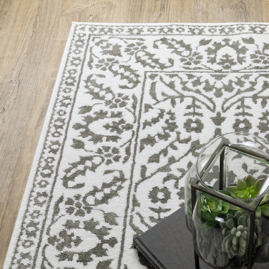 Oriental Weavers Montecito 2062H Gray Rectangle Indoor Area Rug - Trendy Stain Resistant Low Pile Rug with Floral Design