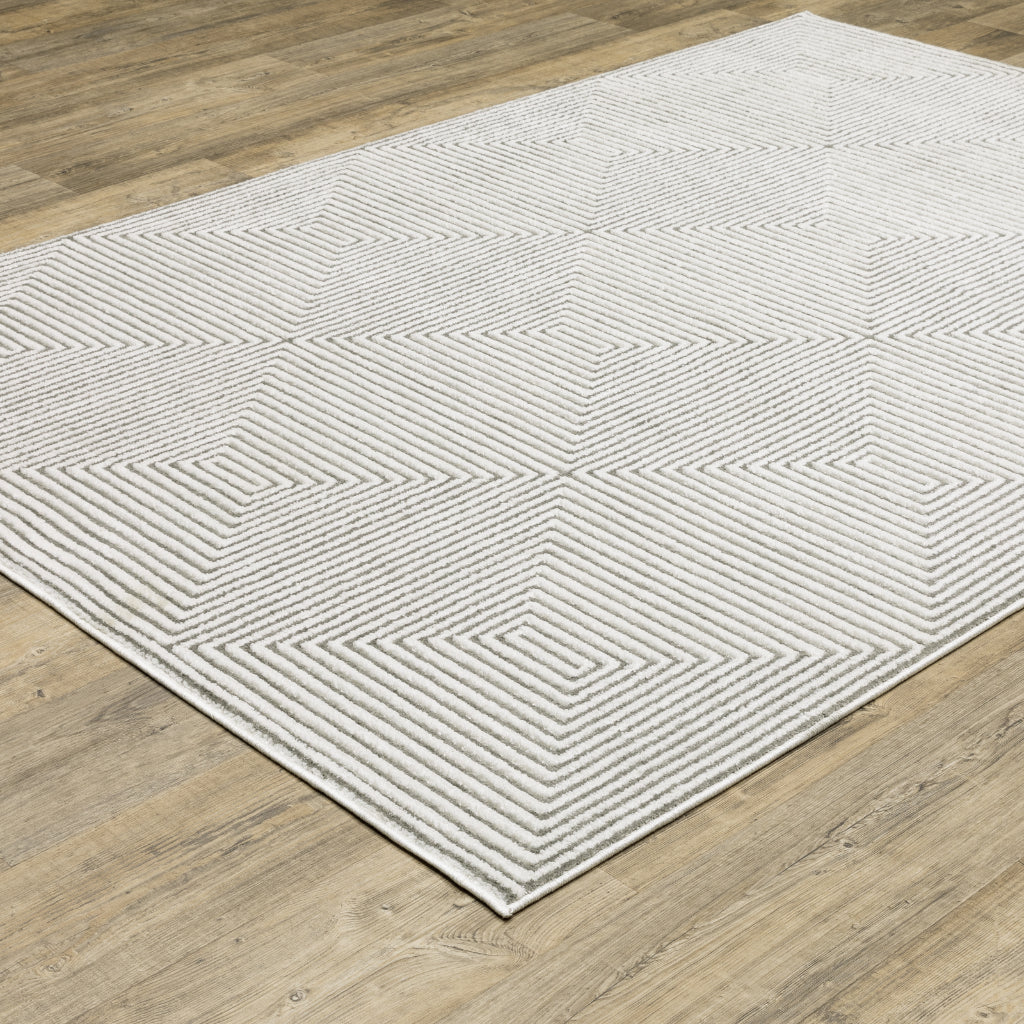 Oriental Weavers Montecito 8111W Gray Rectangle Indoor Area Rug - Trendy Stain Resistant Low Pile Rug with Geometric Design