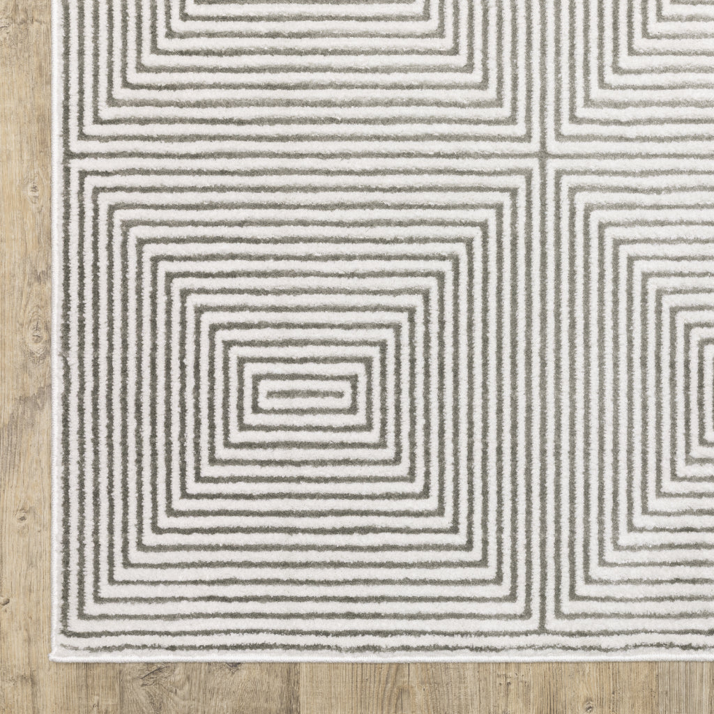 Oriental Weavers Montecito 8111W Gray Rectangle Indoor Runner - Trendy Stain Resistant Low Pile Rug with Geometric Design