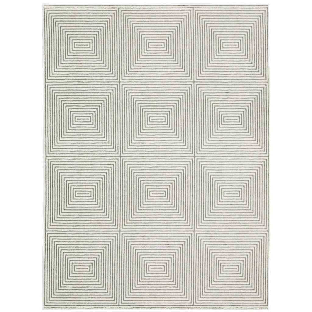 Oriental Weavers Montecito 8111W Gray Rectangle Indoor Area Rug - Trendy Stain Resistant Low Pile Rug with Geometric Design