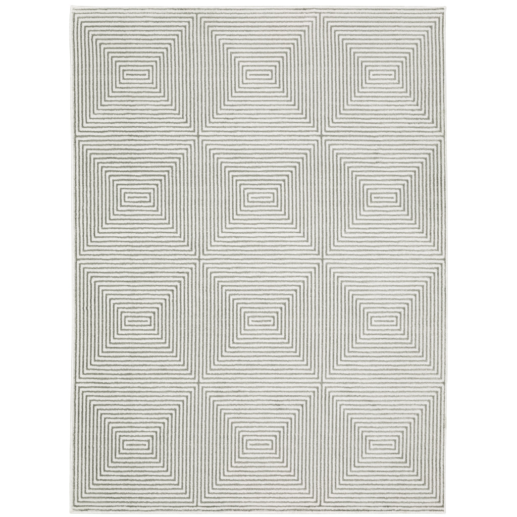 Oriental Weavers Montecito 8111W Gray Rectangle Indoor Area Rug - Trendy Stain Resistant Low Pile Rug with Geometric Design-