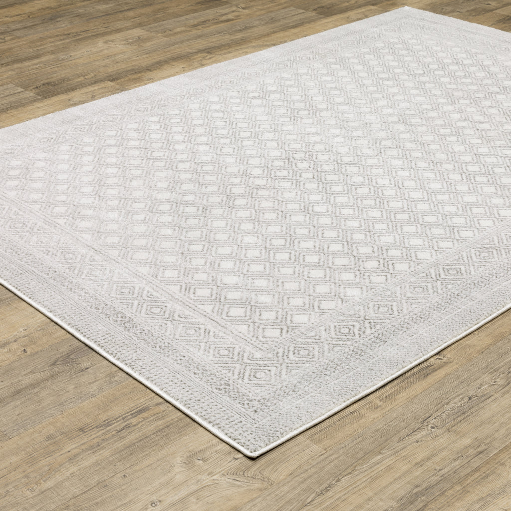 Oriental Weavers Montecito 094W8 Gray Rectangle Indoor Area Rug - Trendy Stain Resistant Low Pile Rug with Diamond Design