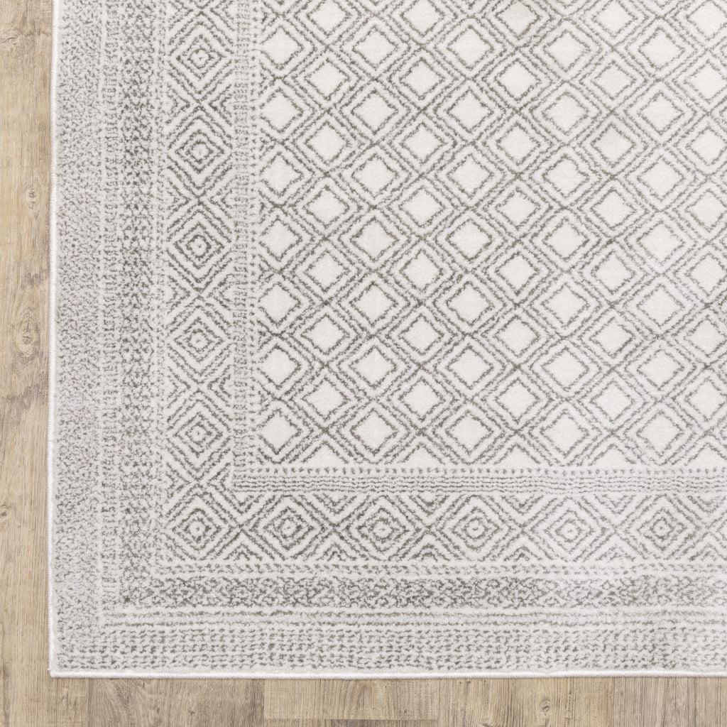 Oriental Weavers Montecito 094W8 Gray Rectangle Indoor Area Rug - Trendy Stain Resistant Low Pile Rug with Diamond Design