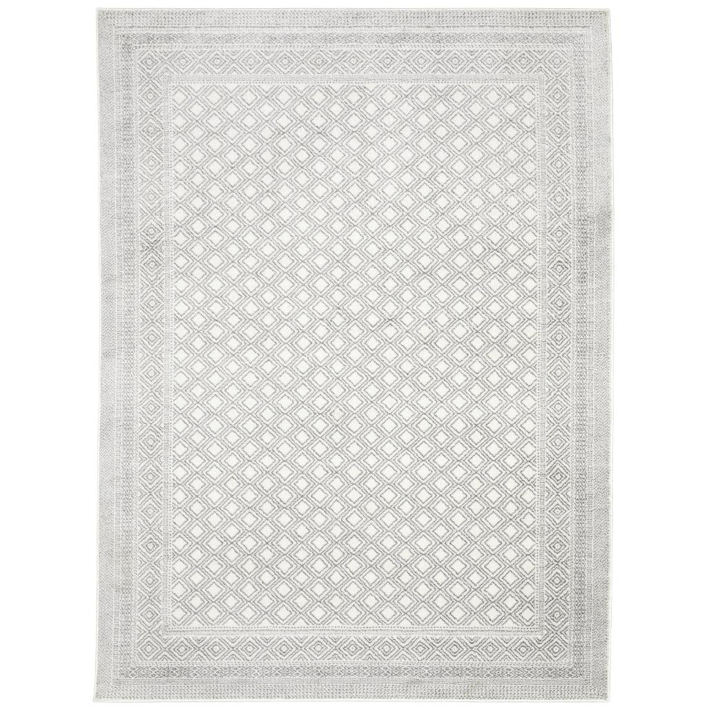 Oriental Weavers Montecito 094W8 Gray Rectangle Indoor Area Rug - Trendy Stain Resistant Low Pile Rug with Diamond Design