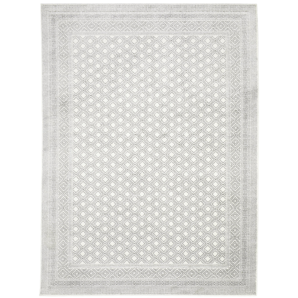 Oriental Weavers Montecito 094W8 Gray Rectangle Indoor Area Rug - Trendy Stain Resistant Low Pile Rug with Diamond Design-