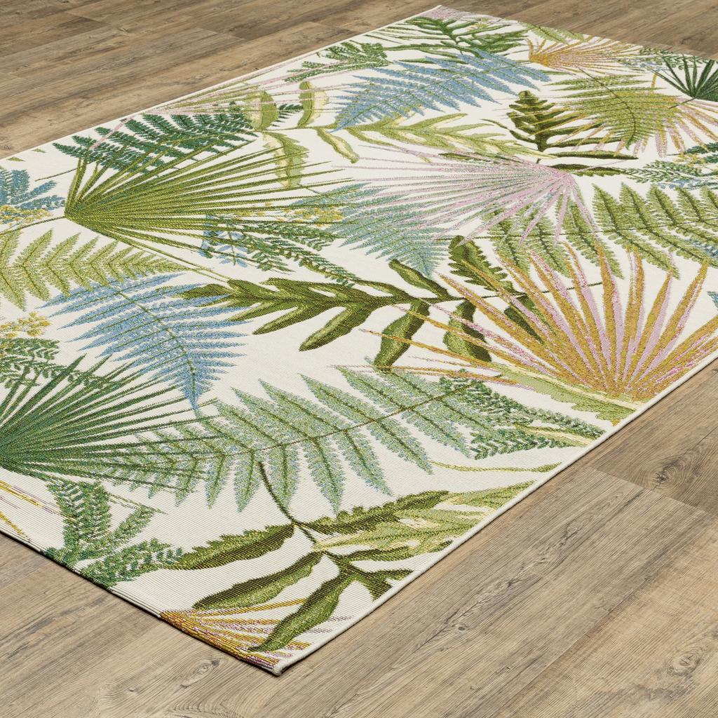 Oriental Weavers Naples 1091X Green Rectangle Indoor/Outdoor Area Rug Botantical Pattern-