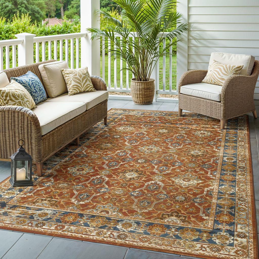Oriental Weavers Naples 1204X Rust Rectangle Indoor/Outdoor Area Rug Oriental Pattern-