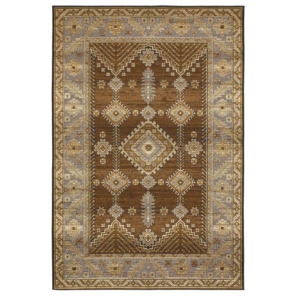 Oriental Weavers Naples 1441X Brown Rectangle Indoor/Outdoor Area Rug Oriental Pattern-
