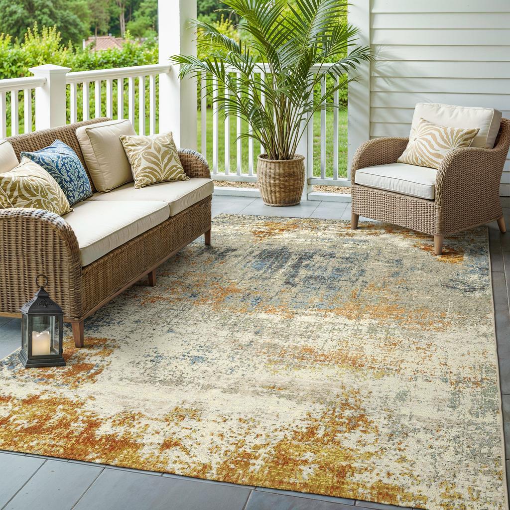 Oriental Weavers Naples 292XI Beige Rectangle Indoor/Outdoor Area Rug Abstract Pattern-