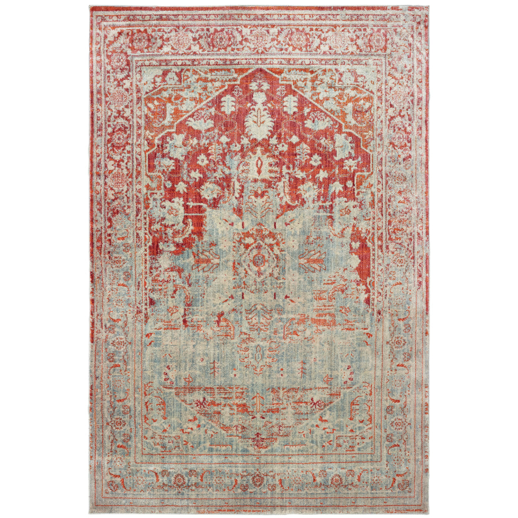 Oriental Weavers Pandora 1501U Two-Color Rectangle Indoor Area Rug - Stain Resistant Traditional Rug with Distressed Medallion Design