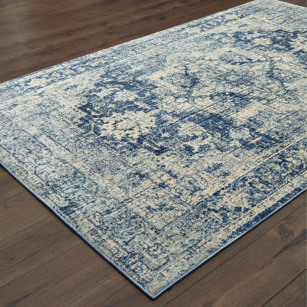 Oriental Weavers Pandora 070E7 Blue Rectangle Indoor Area Rug - Stain Resistant Traditional Rug with Distressed Medallion Design