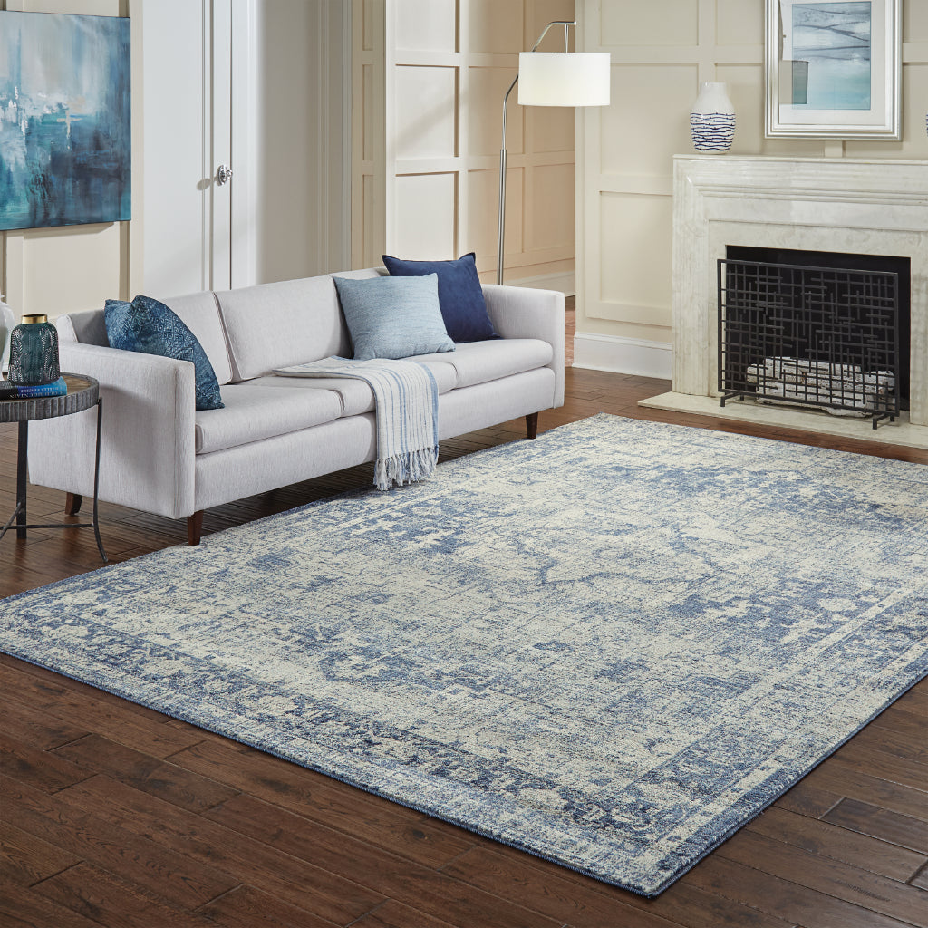 Oriental Weavers Pandora 070E7 Blue Rectangle Indoor Area Rug - Stain Resistant Traditional Rug with Distressed Medallion Design