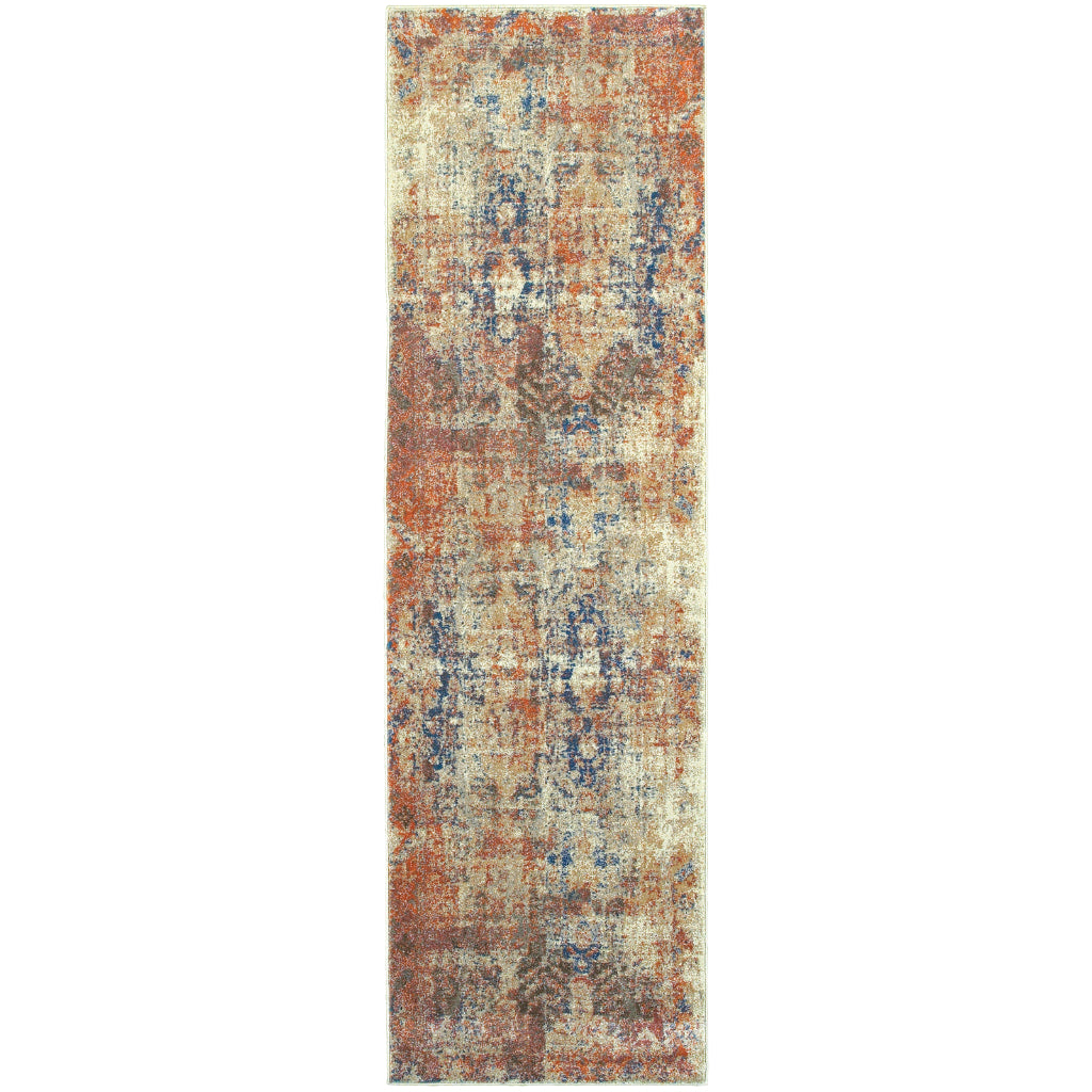 Oriental Weavers Pasha 521X6 Multicolor Rectangle Indoor Runner - Cozy Stain Resistant Low Pile Rug with Distressed Abstract Design