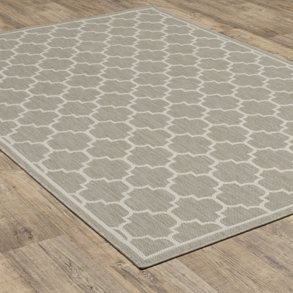 Oriental Weavers Portofino 1636H Grey/Ivory Rectangle Indoor / Outdoor Area Rug - Stain Resistant Machine Made Patio Rug