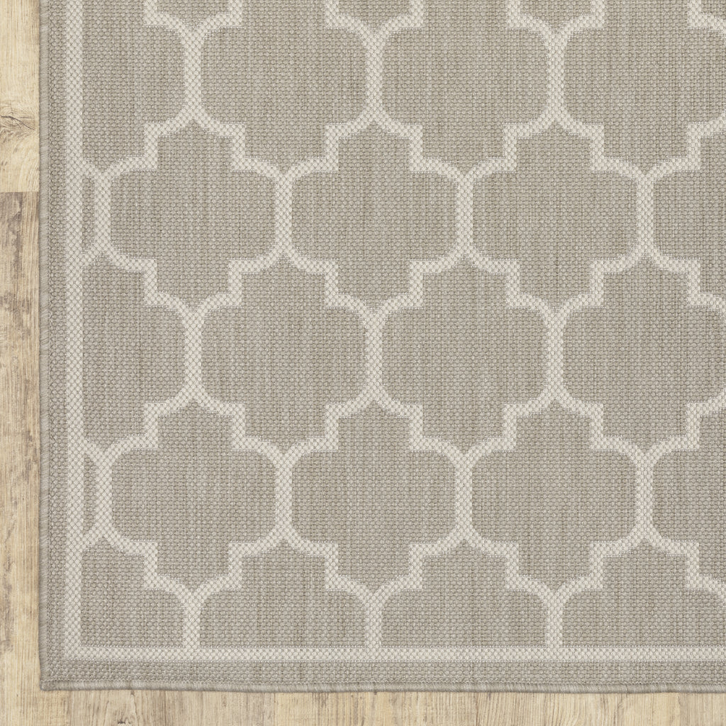 Oriental Weavers Portofino 1636H Grey/Ivory Rectangle Indoor / Outdoor Runner - Stain Resistant Machine Made Entryway &amp; Hallway Runner