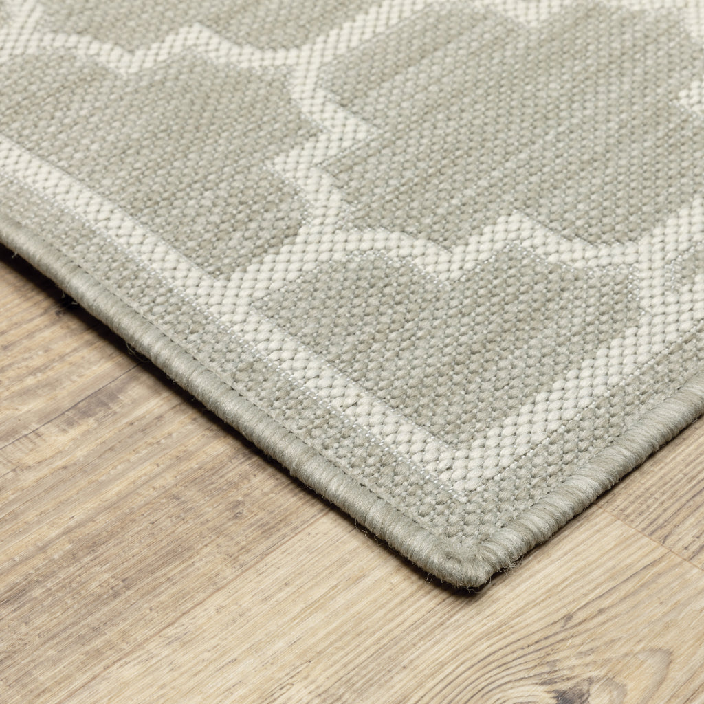 Oriental Weavers Portofino 1636H Grey/Ivory Rectangle Indoor / Outdoor Runner - Stain Resistant Machine Made Entryway &amp; Hallway Runner