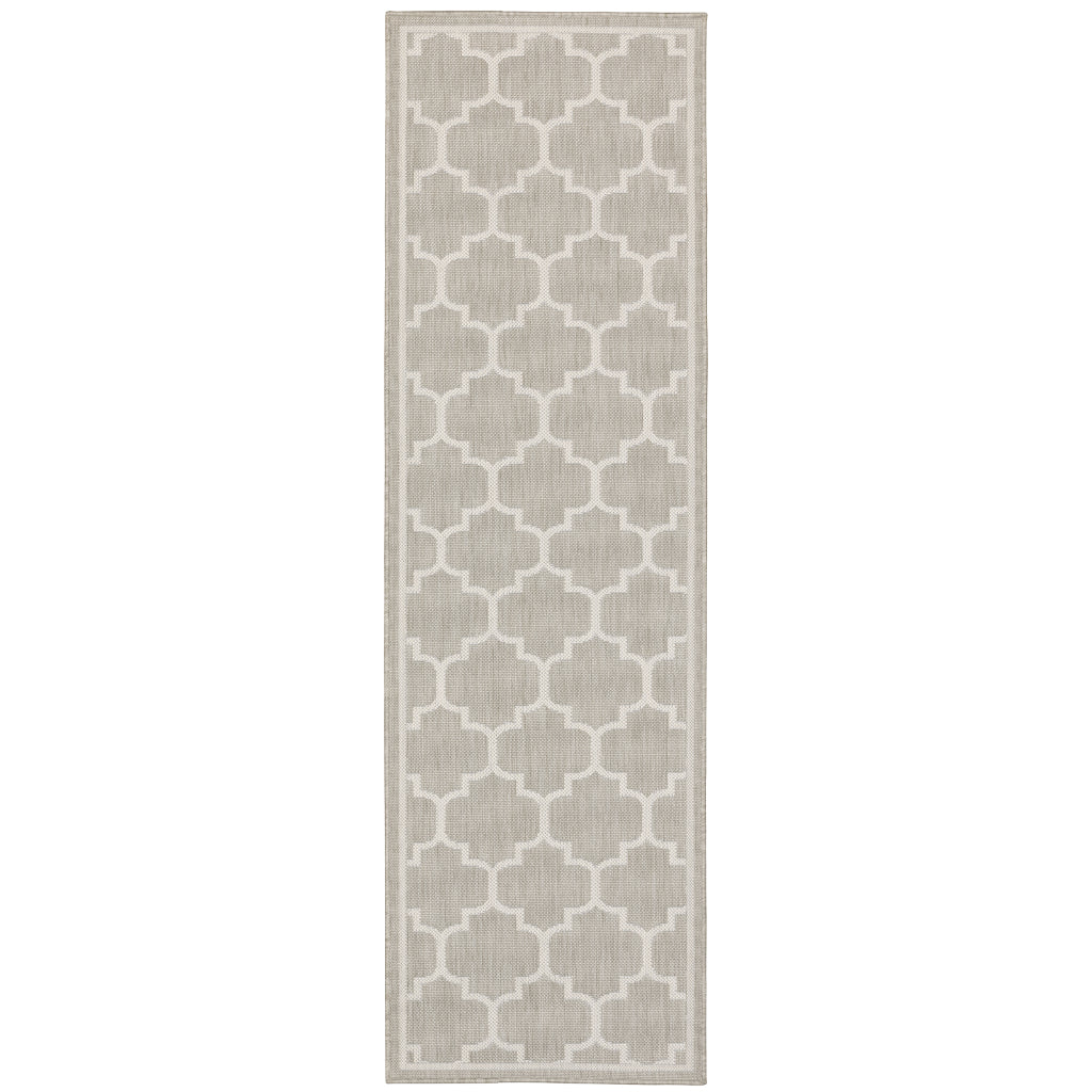 Oriental Weavers Portofino 1636H Grey/Ivory Rectangle Indoor / Outdoor Runner - Stain Resistant Machine Made Entryway &amp; Hallway Runner