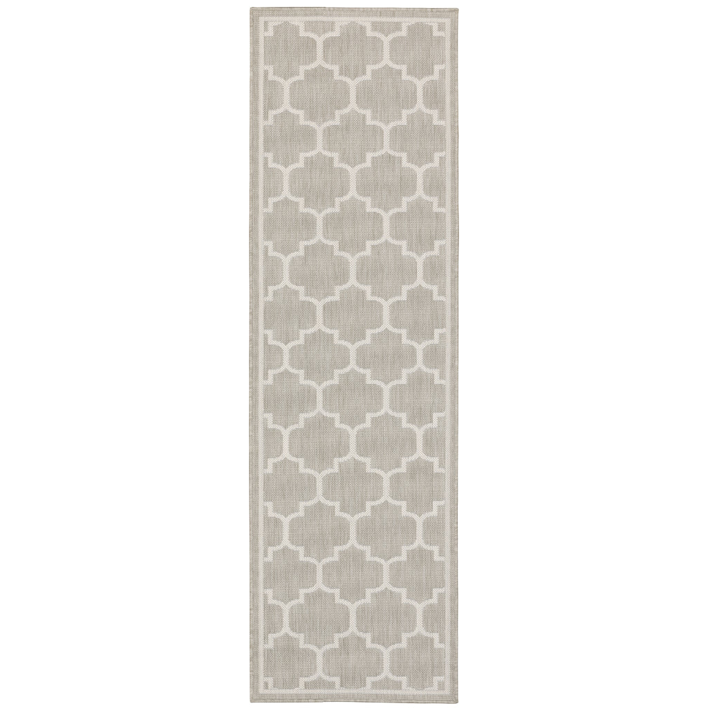 Oriental Weavers Portofino 1636H Grey/Ivory Rectangle Indoor / Outdoor Runner - Stain Resistant Machine Made Entryway & Hallway Runner-