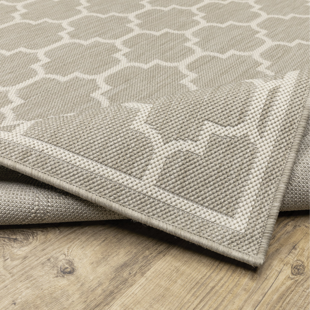 Oriental Weavers Portofino 1636H Grey/Ivory Rectangle Indoor / Outdoor Area Rug - Stain Resistant Machine Made Patio Rug