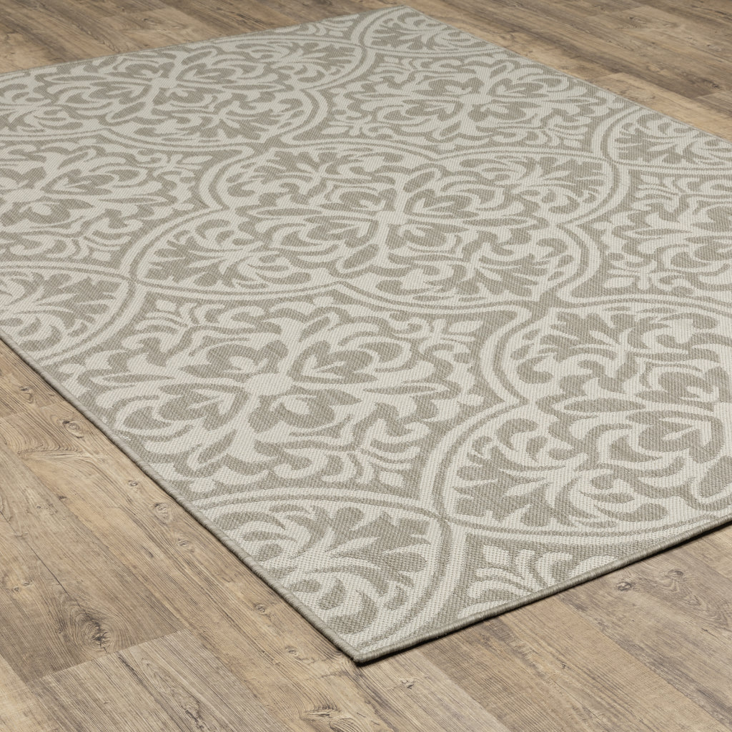 Oriental Weavers Portofino 1831H Grey/Ivory Rectangle Indoor / Outdoor Area Rug - Stain Resistant Machine Made Patio Rug