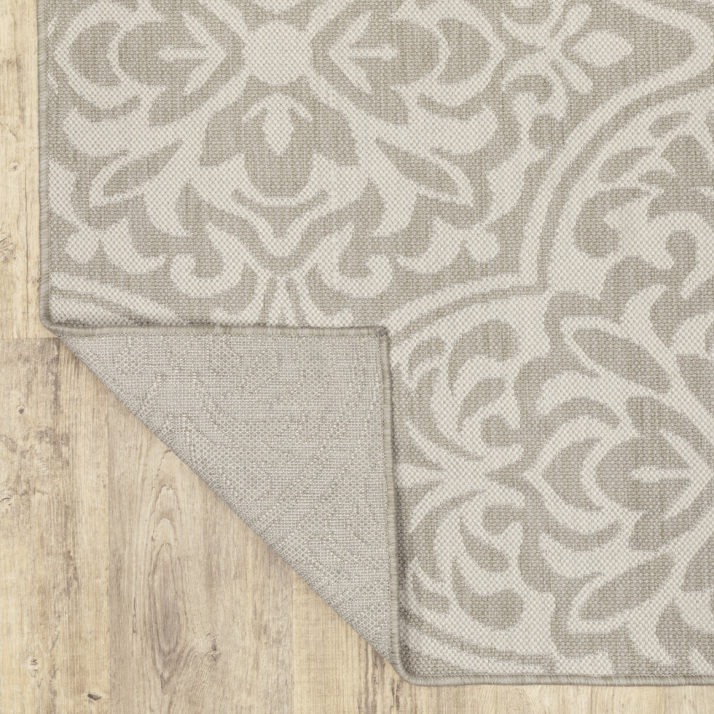 Oriental Weavers Portofino 1831H Grey/Ivory Rectangle Indoor / Outdoor Runner - Stain Resistant Machine Made Entryway &amp; Hallway Runner