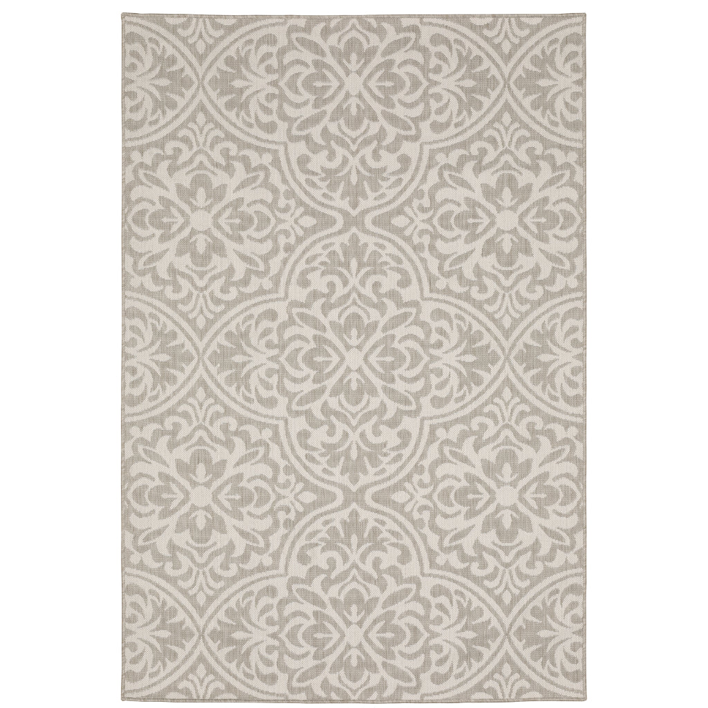 Oriental Weavers Portofino 1831H Grey/Ivory Rectangle Indoor / Outdoor Area Rug - Stain Resistant Machine Made Patio Rug