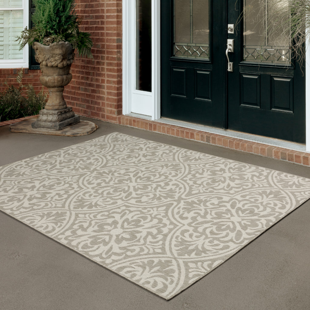 Oriental Weavers Portofino 1831H Grey/Ivory Rectangle Indoor / Outdoor Area Rug - Stain Resistant Machine Made Patio Rug