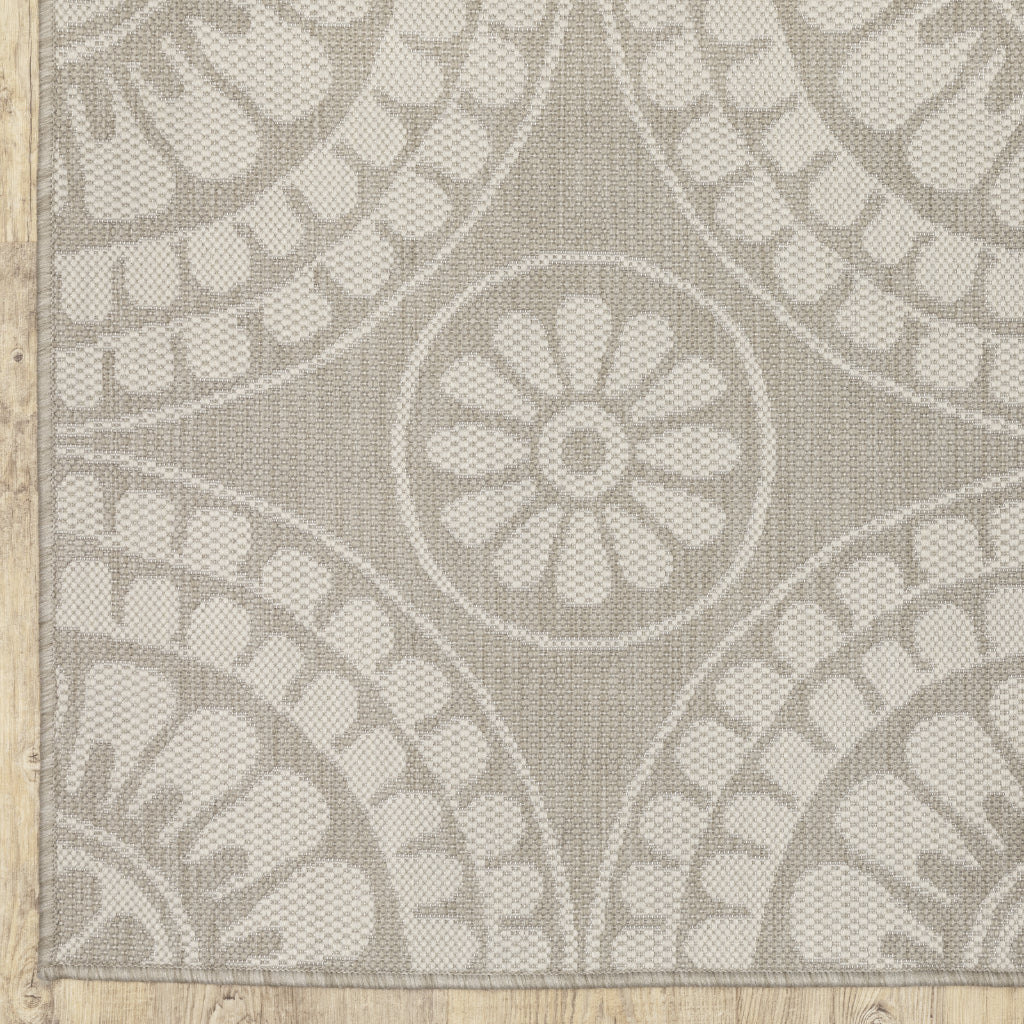 Oriental Weavers Portofino 1832H Grey/Ivory Rectangle Indoor / Outdoor Runner - Stain Resistant Machine Made Entryway &amp; Hallway Runner