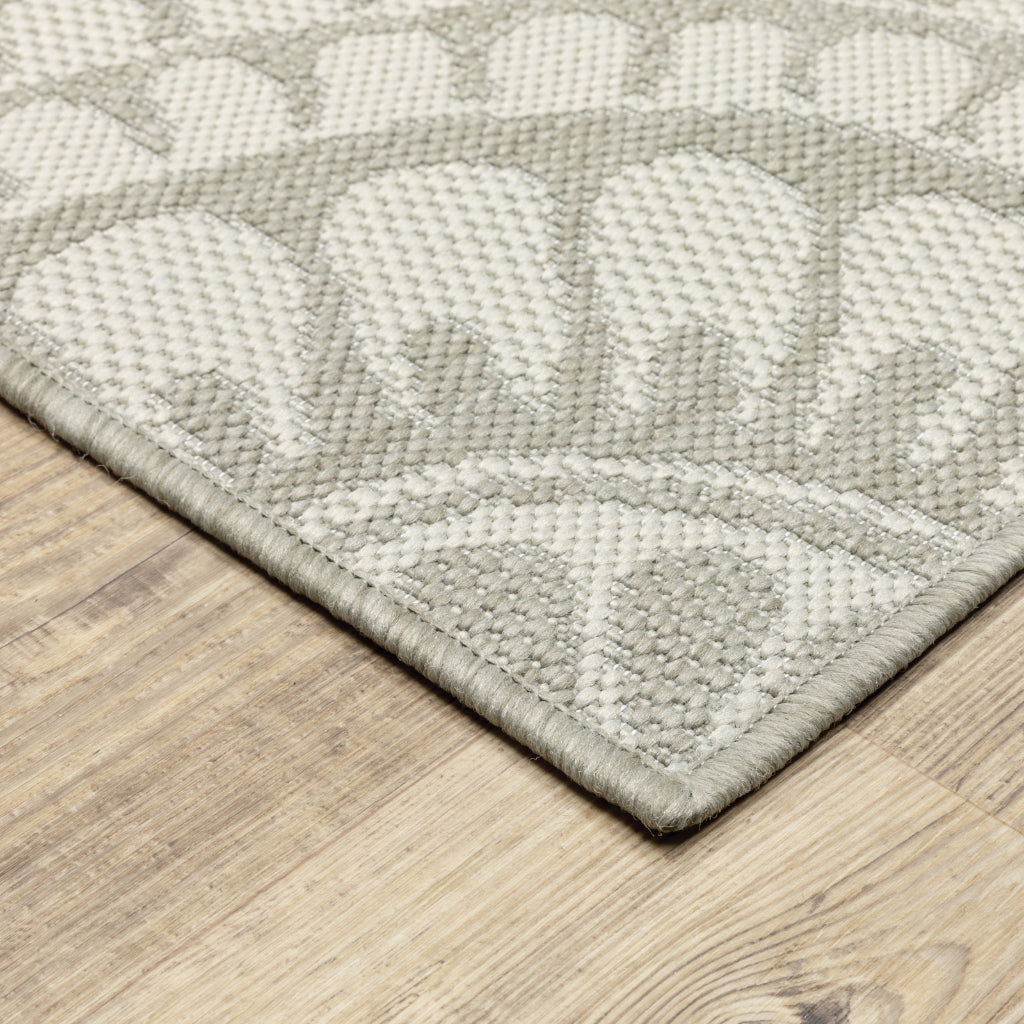 Oriental Weavers Portofino 1832H Grey/Ivory Rectangle Indoor / Outdoor Runner - Stain Resistant Machine Made Entryway &amp; Hallway Runner