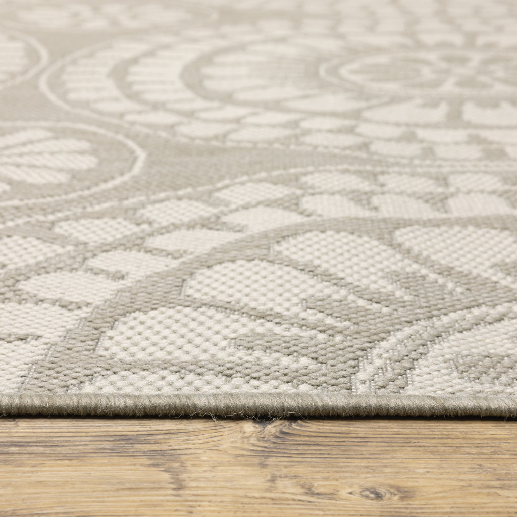 Oriental Weavers Portofino 1832H Grey/Ivory Rectangle Indoor / Outdoor Area Rug - Stain Resistant Machine Made Patio Rug