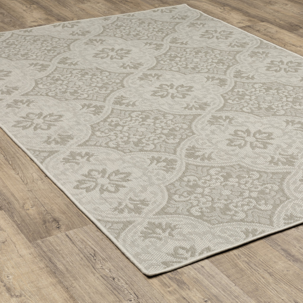 Oriental Weavers Portofino 2805W Ivory/Grey Rectangle Indoor / Outdoor Area Rug - Stain Resistant Machine Made Patio Rug