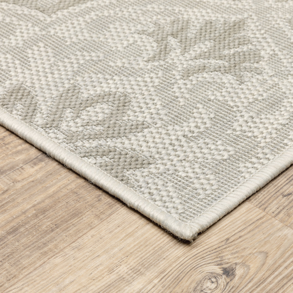 Oriental Weavers Portofino 2805W Ivory/Grey Rectangle Indoor / Outdoor Runner - Stain Resistant Machine Made Entryway &amp; Hallway Runner