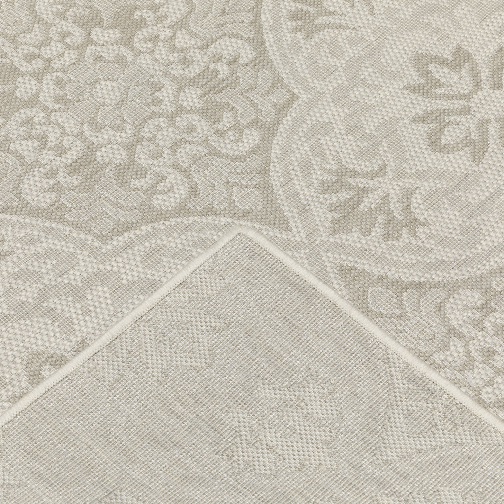 Oriental Weavers Portofino 2805W Ivory/Grey Rectangle Indoor / Outdoor Runner - Stain Resistant Machine Made Entryway &amp; Hallway Runner