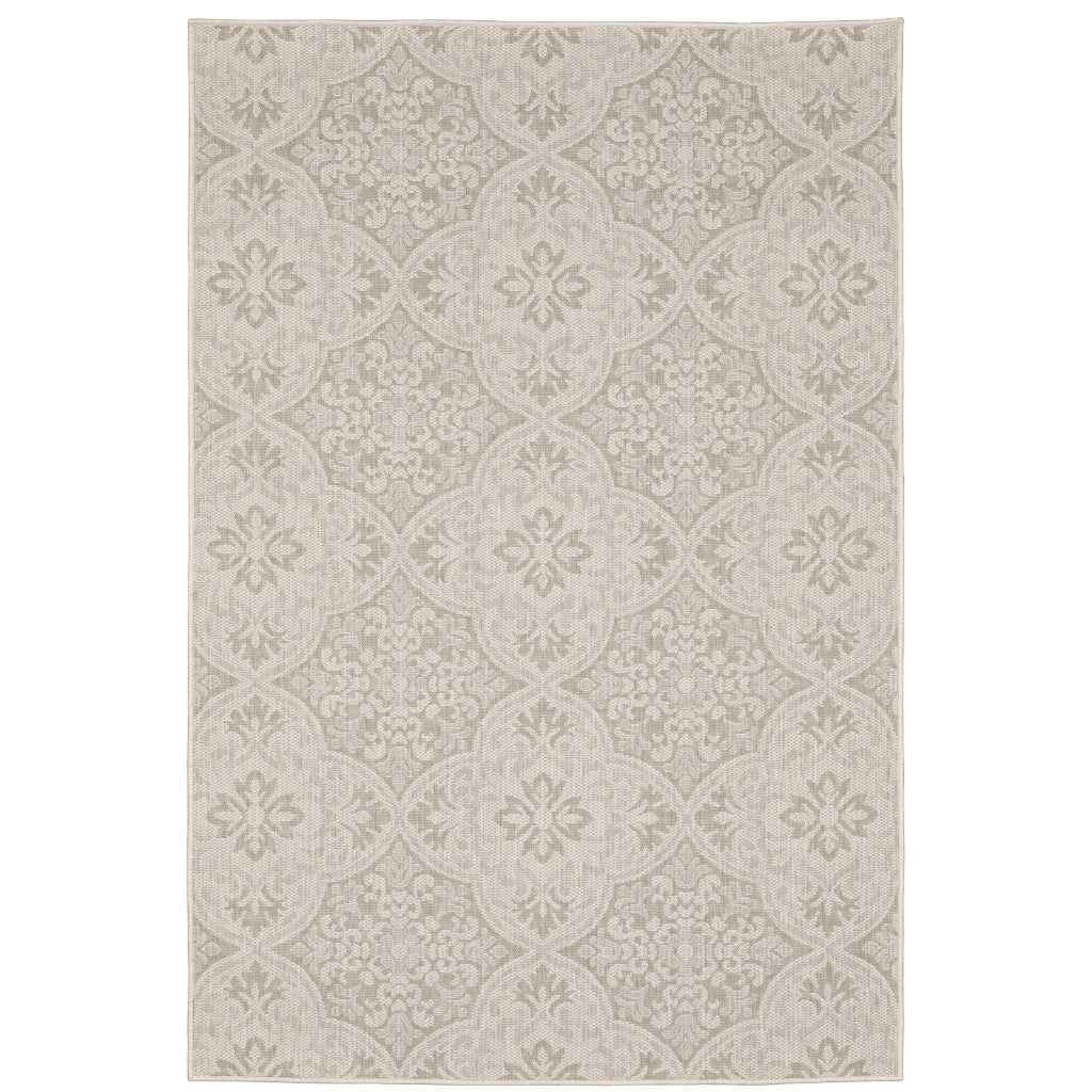 Oriental Weavers Portofino 2805W Ivory/Grey Rectangle Indoor / Outdoor Area Rug - Stain Resistant Machine Made Patio Rug-
