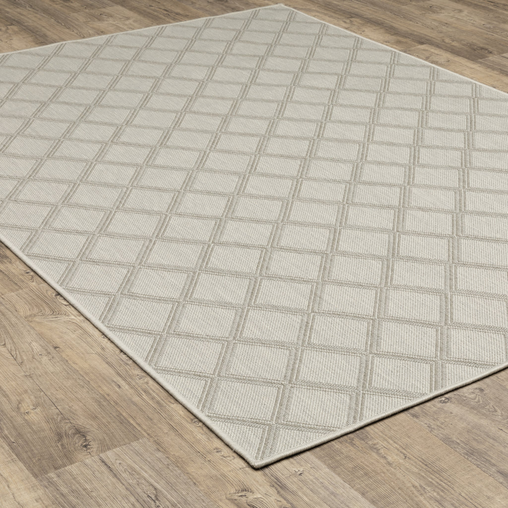 Oriental Weavers Portofino 5098W Ivory/Grey Rectangle Indoor / Outdoor Area Rug - Stain Resistant Machine Made Patio Rug