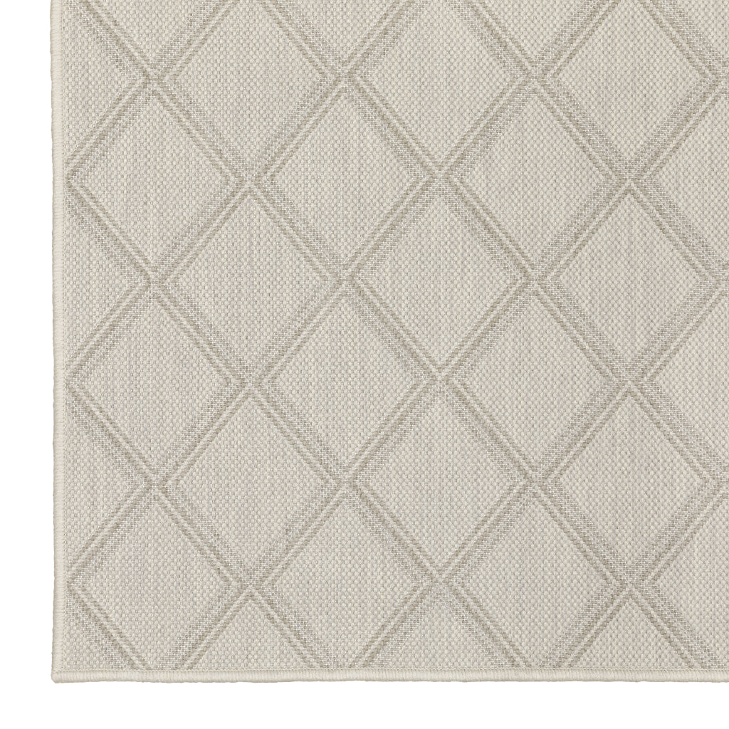 Oriental Weavers Portofino 5098W Ivory/Grey Rectangle Indoor / Outdoor Runner - Stain Resistant Machine Made Entryway &amp; Hallway Runner