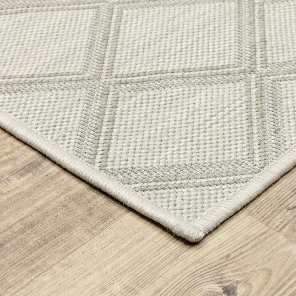 Oriental Weavers Portofino 5098W Ivory/Grey Rectangle Indoor / Outdoor Runner - Stain Resistant Machine Made Entryway &amp; Hallway Runner