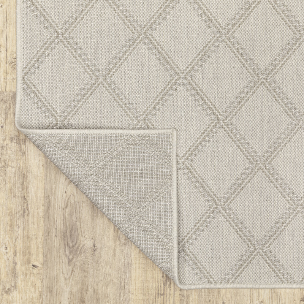 Oriental Weavers Portofino 5098W Ivory/Grey Rectangle Indoor / Outdoor Area Rug - Stain Resistant Machine Made Patio Rug