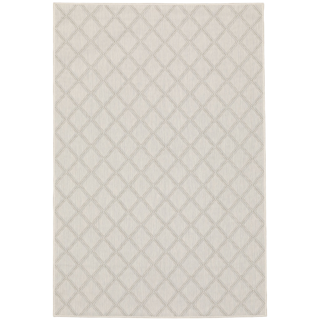 Oriental Weavers Portofino 5098W Ivory/Grey Rectangle Indoor / Outdoor Area Rug - Stain Resistant Machine Made Patio Rug