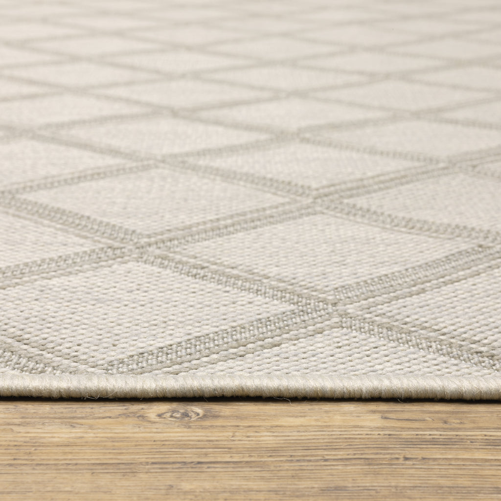 Oriental Weavers Portofino 5098W Ivory/Grey Rectangle Indoor / Outdoor Area Rug - Stain Resistant Machine Made Patio Rug