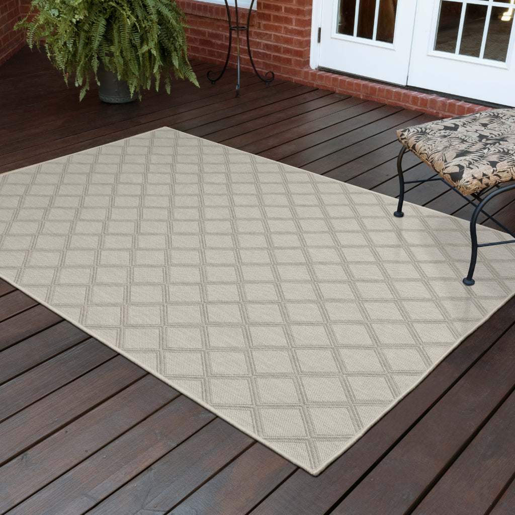 Oriental Weavers Portofino 5098W Ivory/Grey Rectangle Indoor / Outdoor Area Rug - Stain Resistant Machine Made Patio Rug-