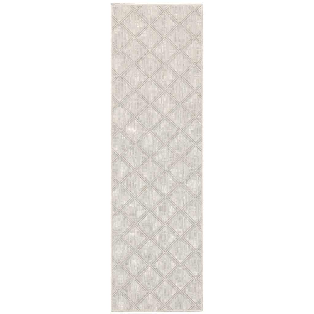 Oriental Weavers Portofino 5098W Ivory/Grey Rectangle Indoor / Outdoor Runner - Stain Resistant Machine Made Entryway & Hallway Runner-